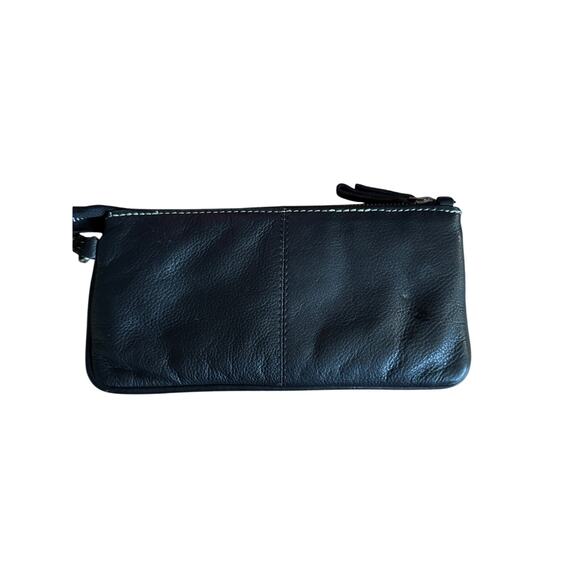 Vintage Sophia Visconti Leather Multi Pocket Wristlet Black Zippers - Picture 8 of 12